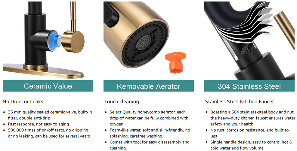 wowow black and gold kitchen faucet 1 1