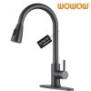 wowow black stainless kitchen faucet with sprayer 1