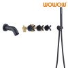 wowow black wall mount tub filler faucet with handheld shower