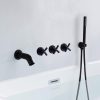 wowow black wall mount tub filler faucet with handheld shower