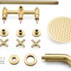 wowow brushed gold 3 handle tub and shower faucet set