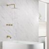 wowow brushed gold 3 handle tub and shower faucet set