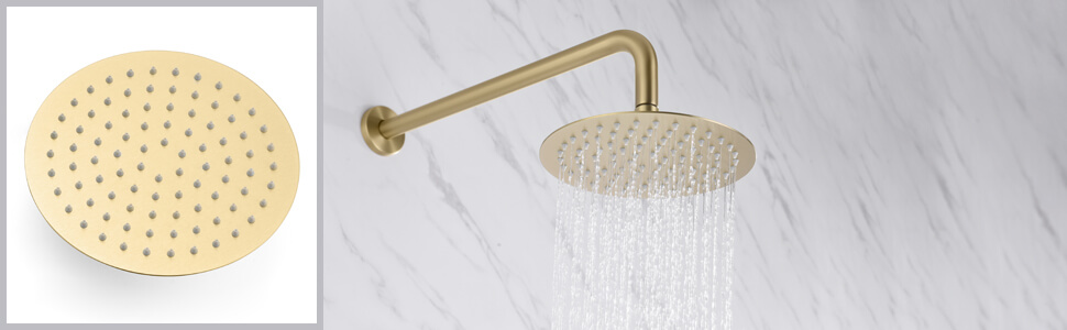 wowow brushed gold 3 handle tub and shower faucet set