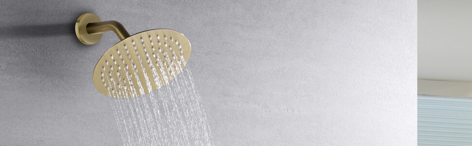 wowow brushed gold rain shower system with handheld spray