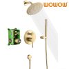 wowow brushed gold rain shower system with handheld spray