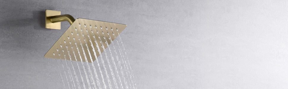 wowow brushed gold rain shower system with valve and trim