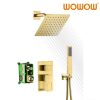 wowow brushed gold rain shower system with valve and trim