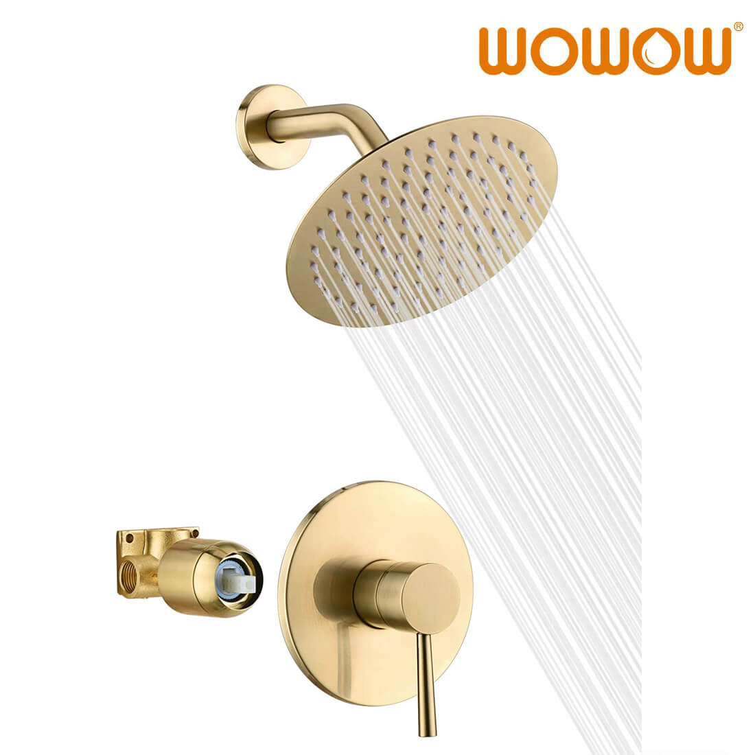 wowow brushed gold rainfall shower faucet set