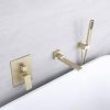 wowow brushed gold swivel wall mount tub filler with hand shower