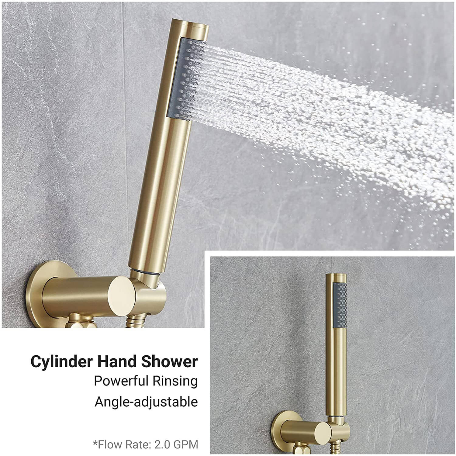 wowow brushed gold tub shower combo faucet nga adunay handheld