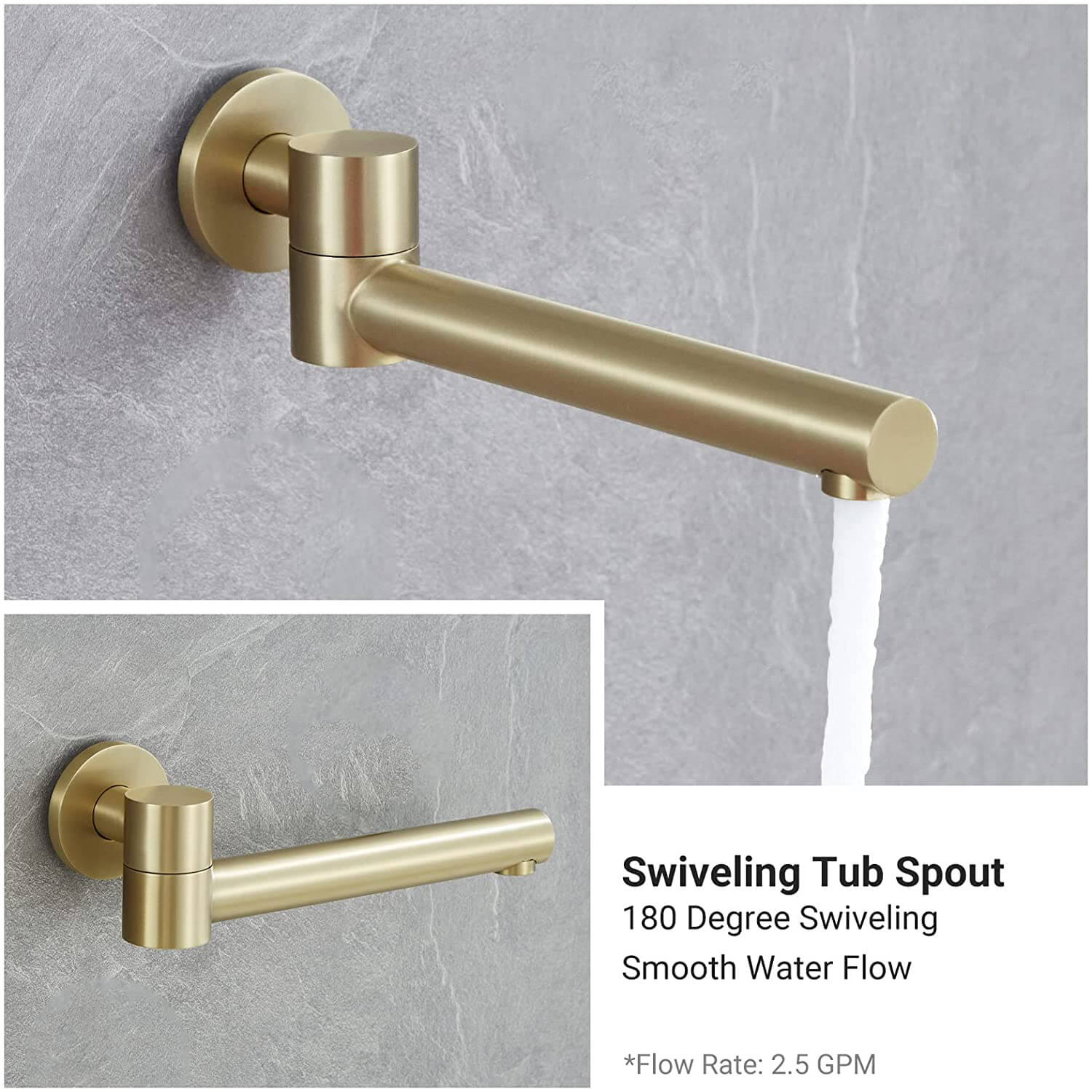 wowow brushed gold tub shower combo faucet with handheld