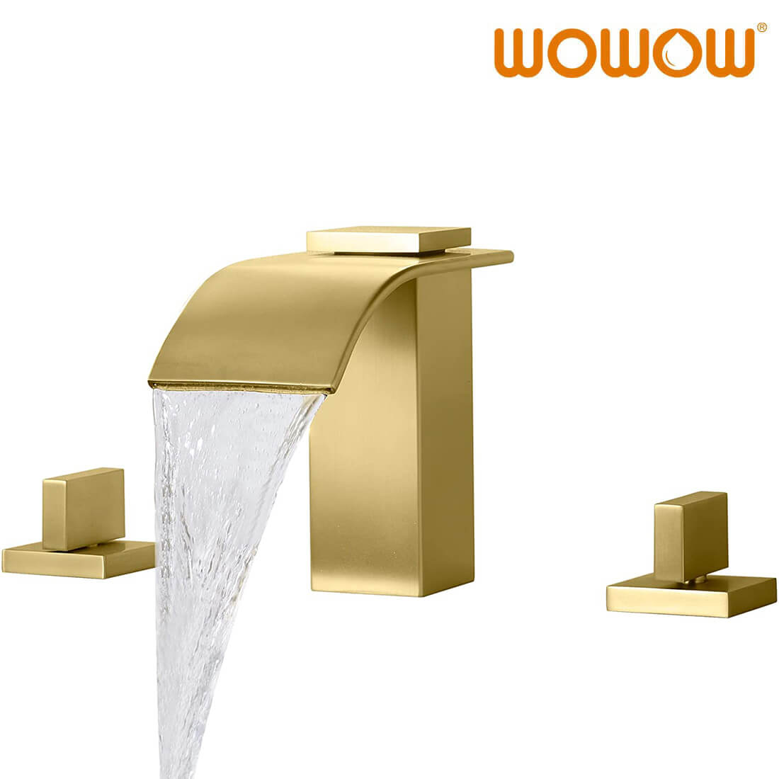 wowow brushed gold waterfall bathroom faucet