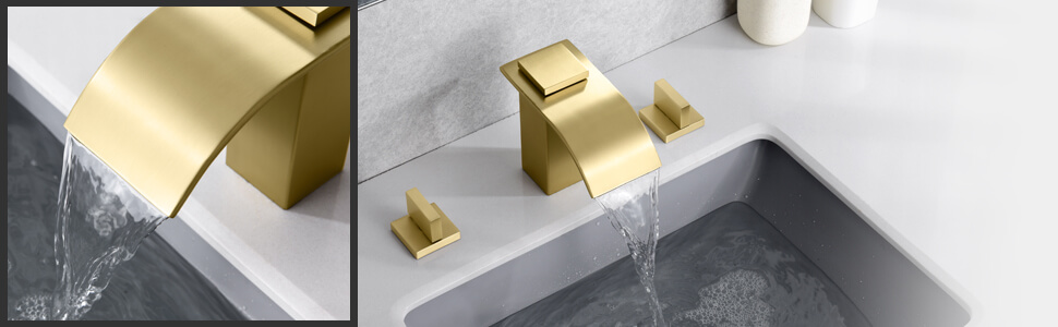 wowow brushed gold waterfall bathroom faucet