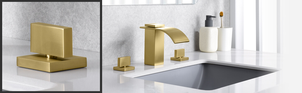 wowow brushed gold waterfall bathroom faucet