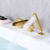 wowow brushed gold waterfall roman tub filler with hand shower 1