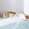 wowow brushed gold waterfall roman tub filler with hand shower 2