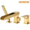 wowow brushed gold waterfall roman tub filler with hand shower
