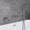 wowow brushed nickel 3 handle tub filler with hand shower