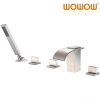 wowow brushed nickel 5 hole roman tub faucet with handheld shower