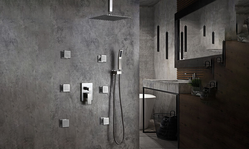 wowow brushed nickel ceiling mounted rain shower system