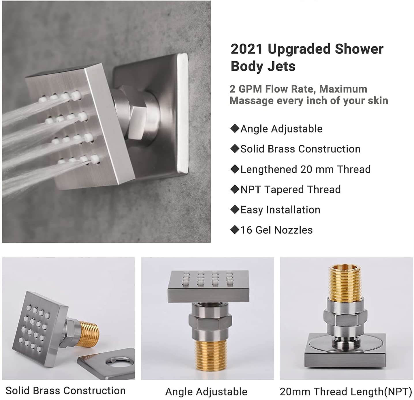wowow brushed nickel ceiling mounted rain shower system