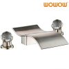 wowow brushed nickel crystal handle bathroom faucet