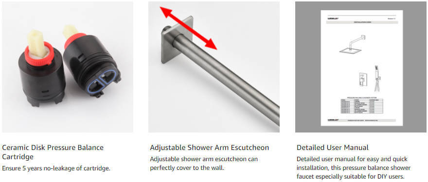 wowow brushed nickel rain shower system with 12 inch shower head