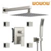 wowow brushed nickel rain shower system with body jets and handheld