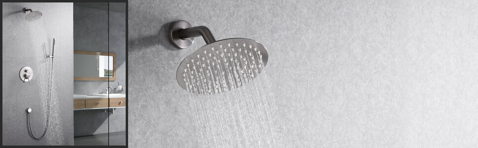 wowow brushed nickel rain shower system with handheld spray