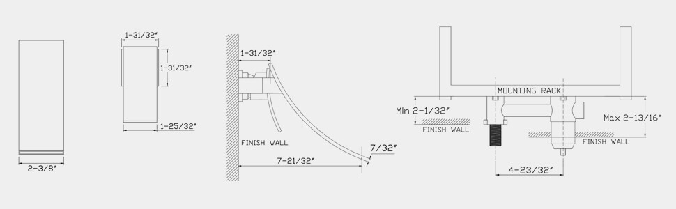 wowow brushed nickel single handle wall mount waterfall bathroom sink faucet