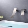 wowow brushed nickel single handle wall mount waterfall bathroom sink faucet