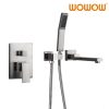 wowow brushed nickel swivel wall mounted tub filler with hand shower