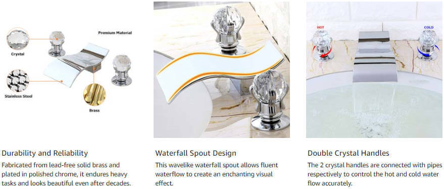 wowow chrome bathroom faucet with crystal knobs