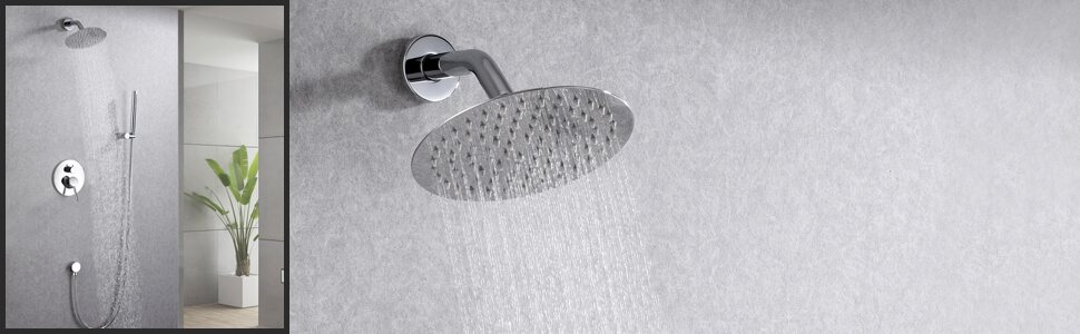 wowow chrome rain shower system with handheld spray