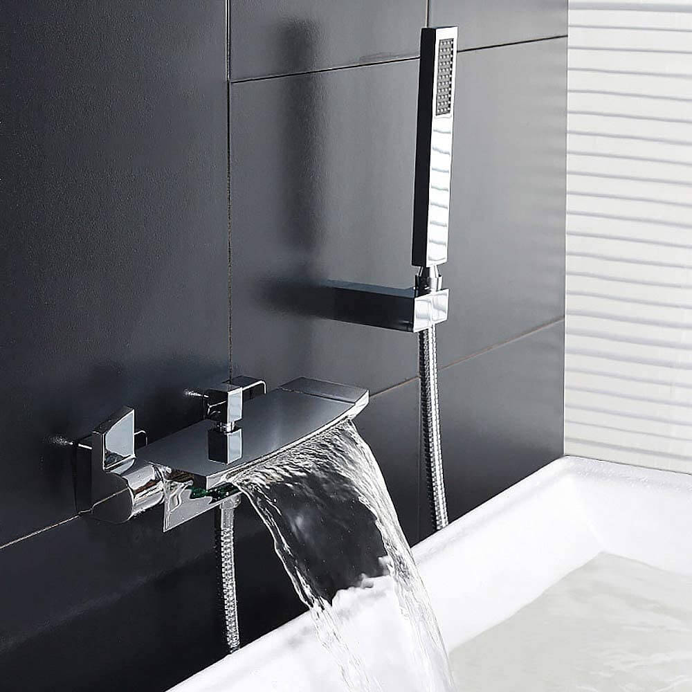 wowow chrome bathroom tub filler faucet with handheld shower