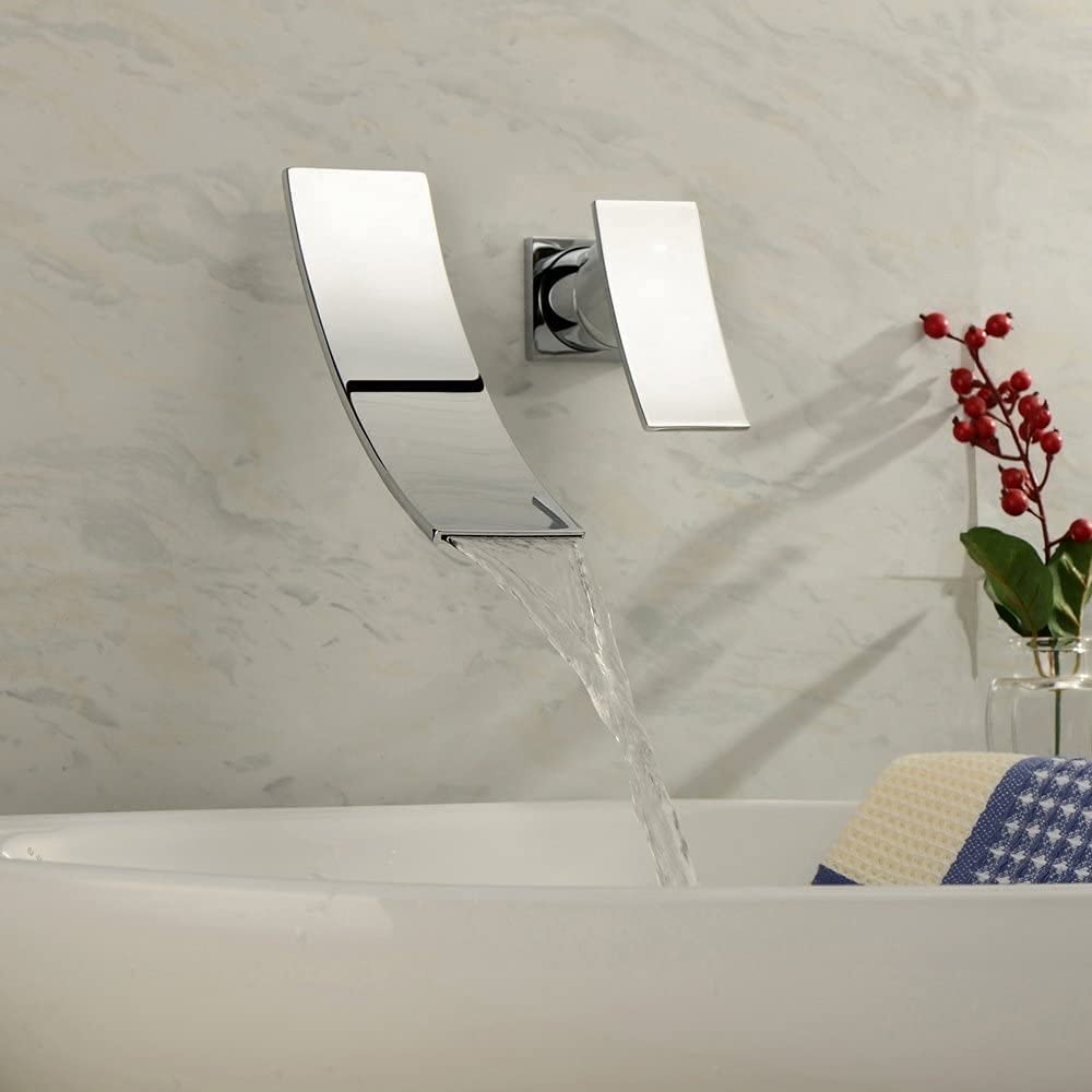 wowow chrome wall mount waterfall bathroom sink faucet