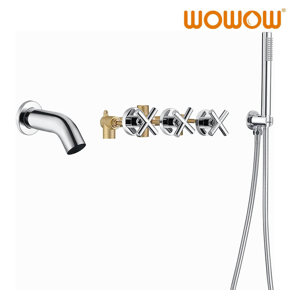 wowow chrome waterfall tub faucet with handheld shower (1)