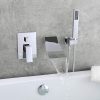 wowow chrome waterfall wall-mount tub faucet with handheld shower