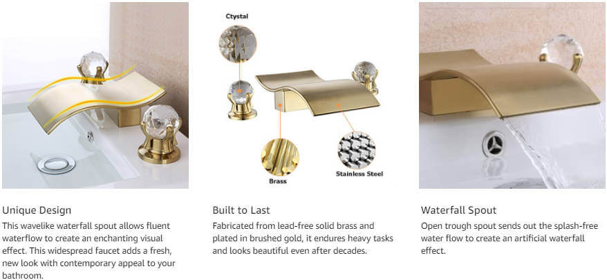 wowow gold bathroom faucets with crystal knobs