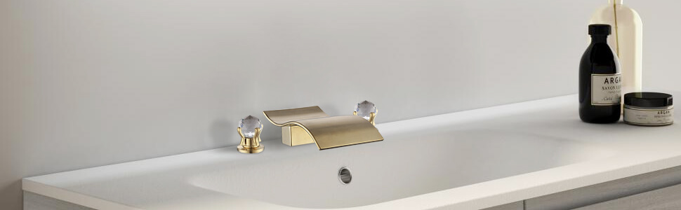 wowow gold bathroom faucets with crystal knobs