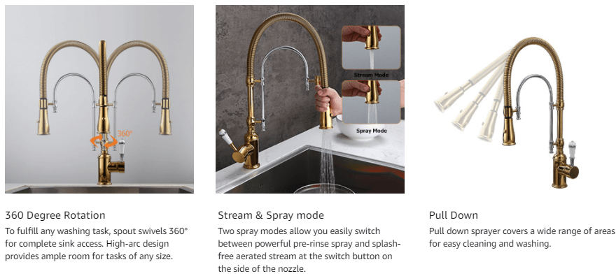 wowow gold chrome solid brass pre rinse faucet