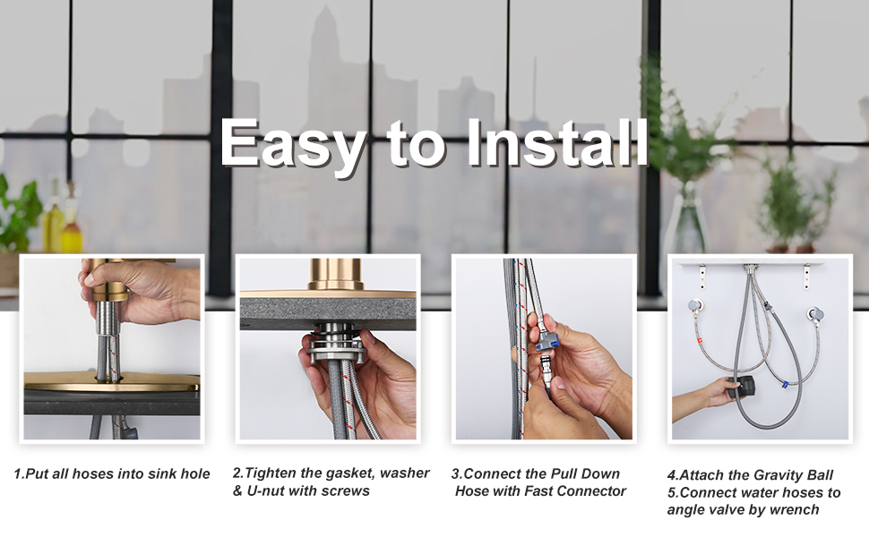 wowow gold kitchen faucet with pull down sprayer 10