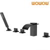 wowow matte black 5 hole roman bathtub filler with hand shower