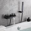 wowow matte black bathroom tub filler faucet with handheld shower