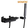 wowow matte black bathroom tub filler faucet with handheld shower