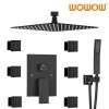 wowow matte black ceiling mounted rain shower system