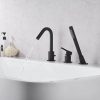 wowow matte black deck mount roman tub faucet with sprayer