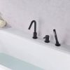 wowow matte black deck mount roman tub faucet with sprayer