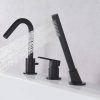 wowow matte black deck mount roman tub faucet with sprayer