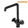 wowow matte black industrial pipe bathroom faucet